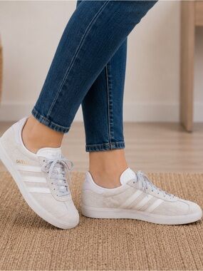 Adidas Gazelle Pink Gray Suede Sneakers Pink Heel Women’s 9